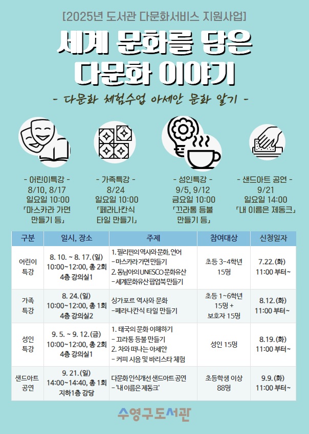 수영구도서관, 2025년 도서관 다문화 서비스 지원사업 운영