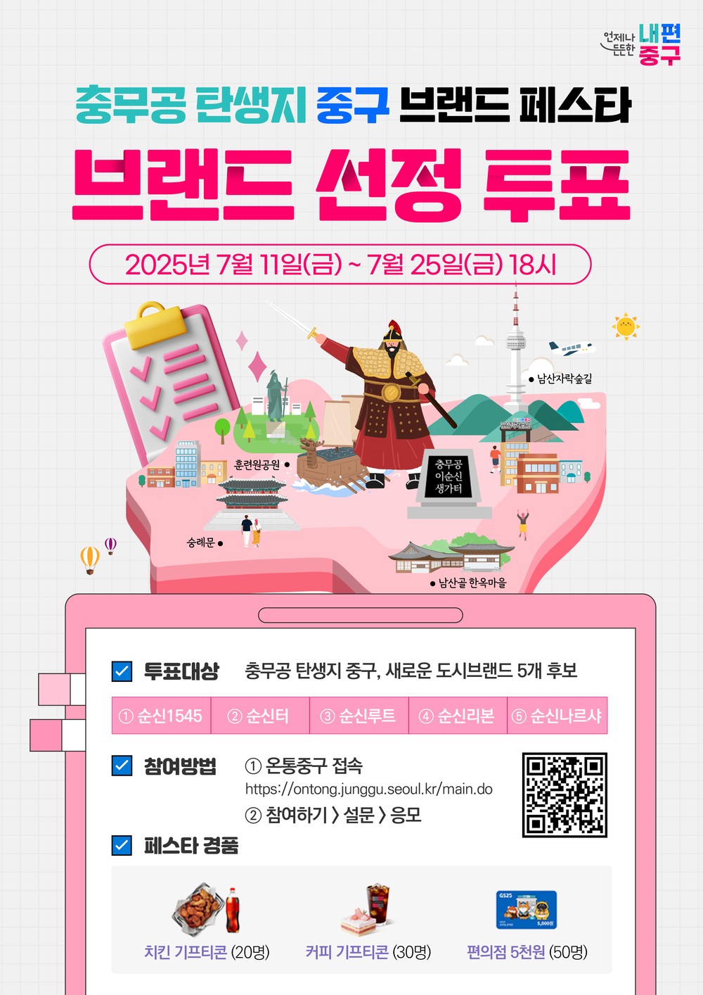충무공 탄생지 중구, 도시브랜드 네이밍 투표 진행