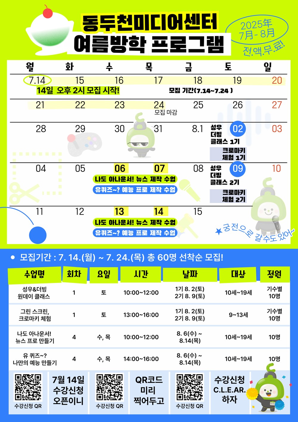 동두천시, 여름방학 맞이 청소년 미디어 프로그램 운영
