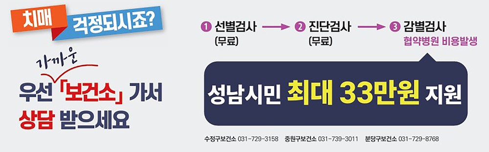 성남시, 치매 감별검사비 지원사업 시민 만족도 ‘87.6점’