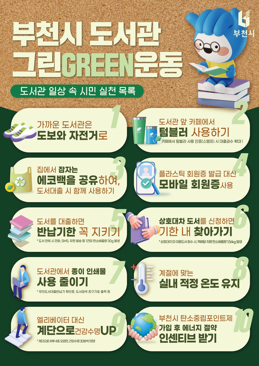 부천시, 도서관 그린(Green) 운동 전 시립도서관으로 확대