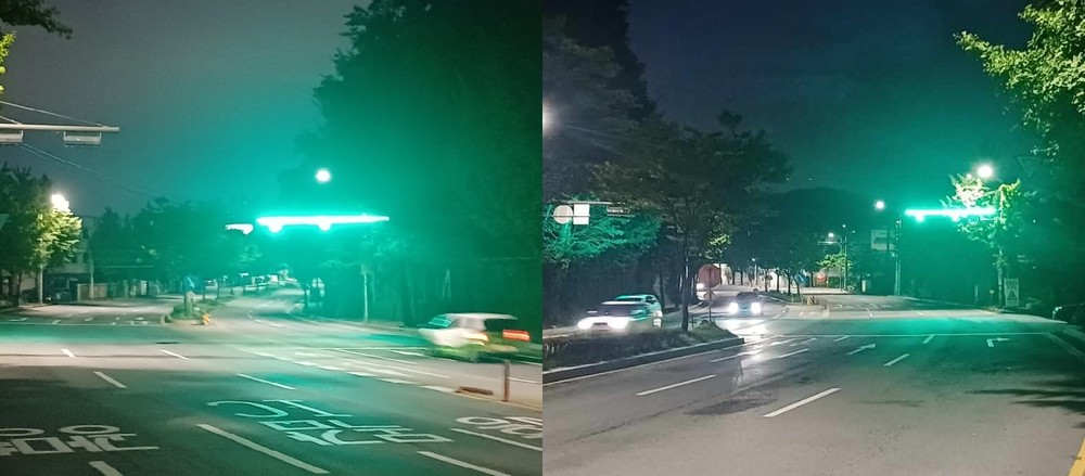 곡선 도로 차량신호등 ‘엘이디(LED) 보조장치’ 시범 설치