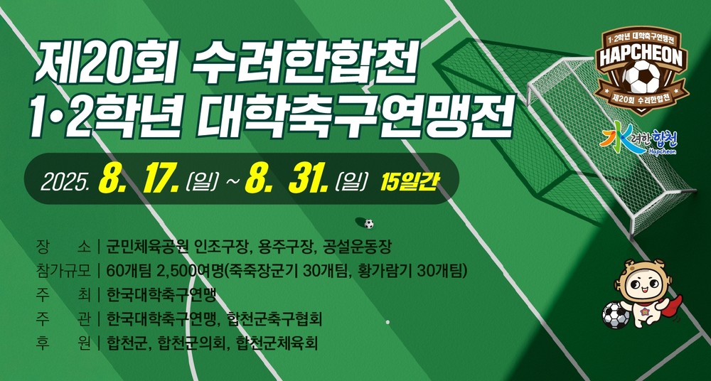 합천군, 수려한합천 제20회 1‧2학년 대학축구연맹전 개최
