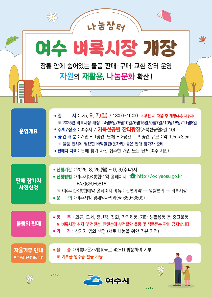 여수시, 제4회 벼룩시장 9월 7일 개장