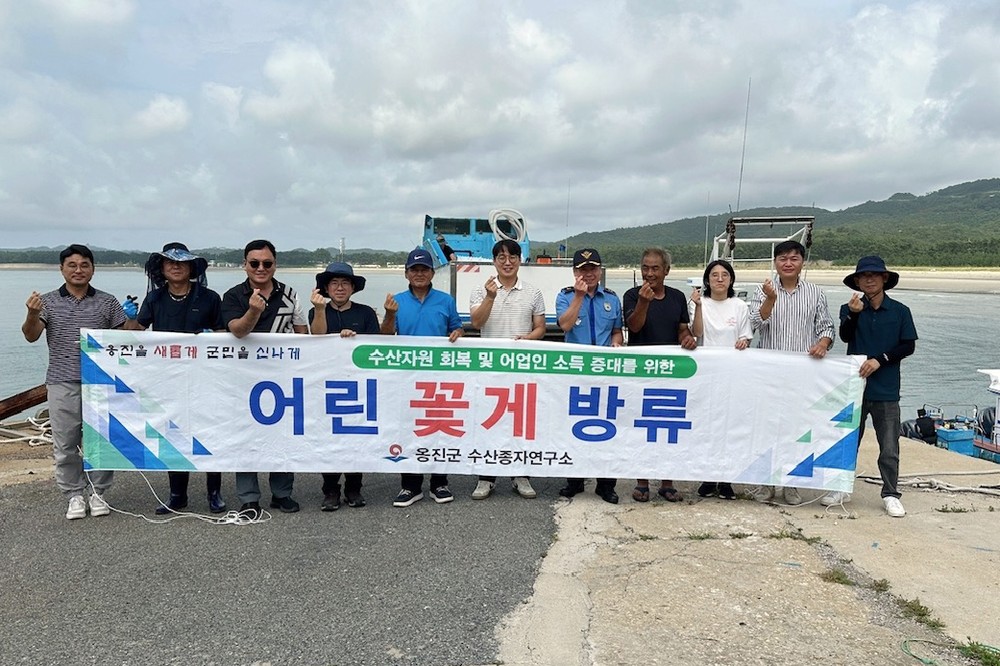 옹진군 수산종자연구소 어린 꽃게 40만 마리 방류