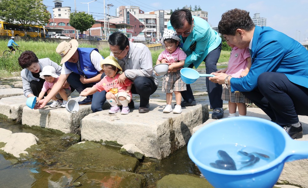 대전 동구, 치어 방류 및 환경캠페인 실시… 대전천 생태 회복 나서