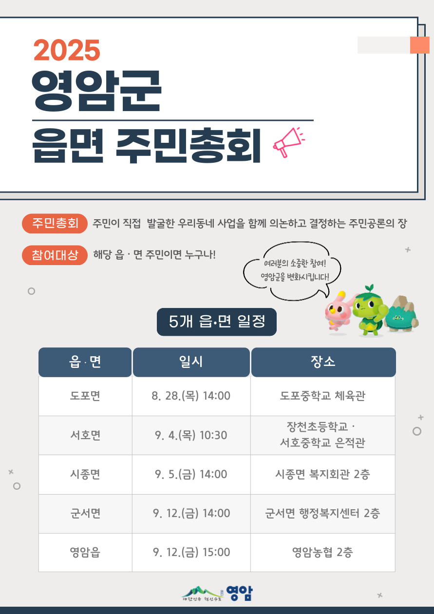 영암 마을 의제, 주민총회서 투표로 결정한다