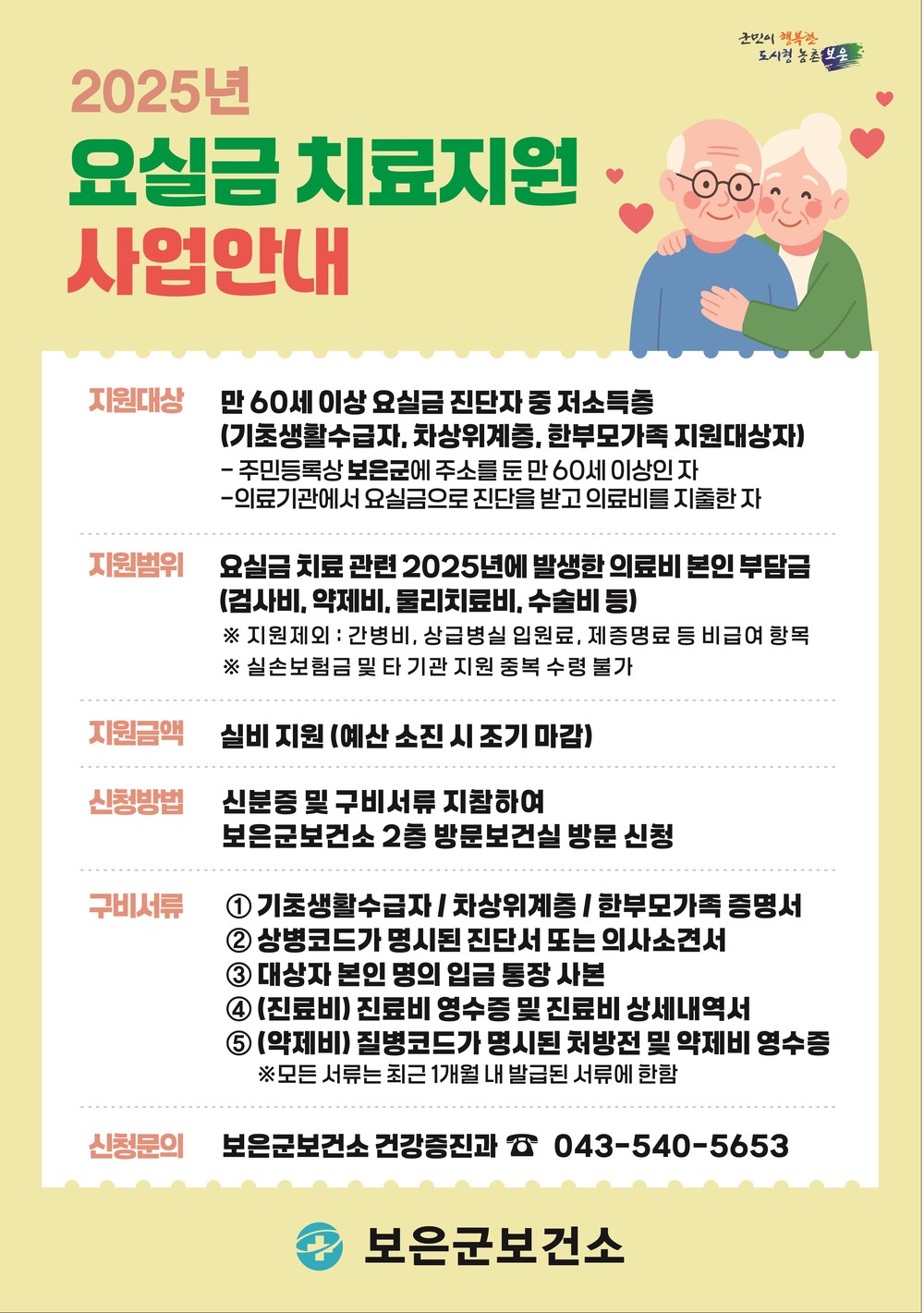 보은군, 2025년 요실금 환자 지원사업 본격 추진