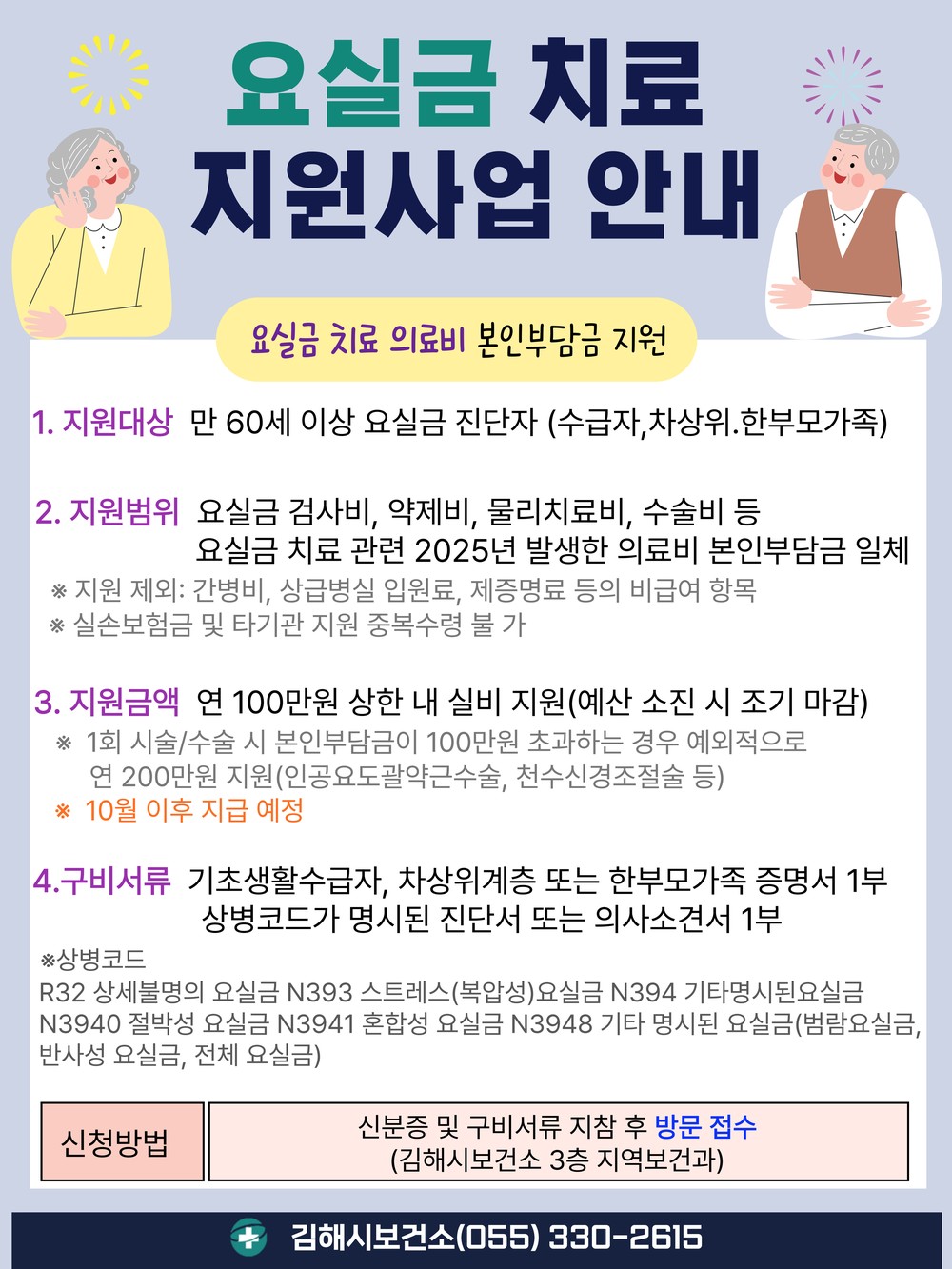 김해시, 요실금 치료비 지원 도입…연 최대 200만원