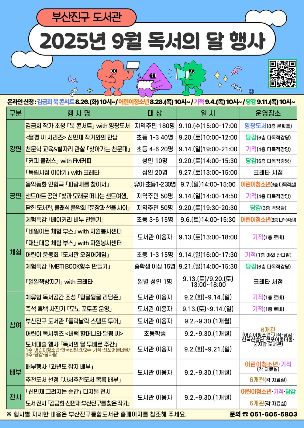부산진구, 9월 독서의 달 맞아 23개 독서문화 행사 운영