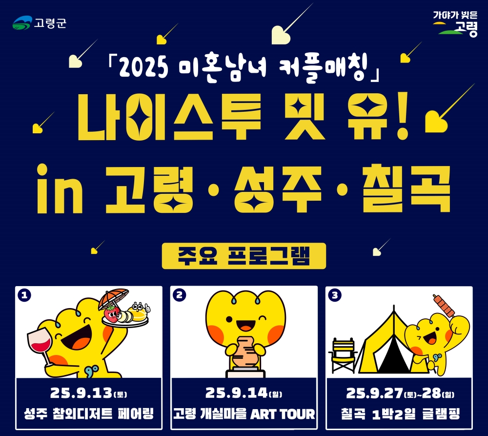2025 미혼남녀 커플매칭 '나이스 투 밋 유 ! in 고령♥성주♥칠곡' 참가자 모집