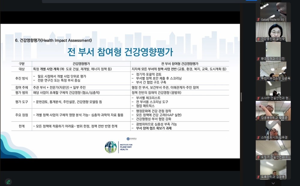 부서 간 협력 강화로 지속가능한 건강도시 실현 기반 조성