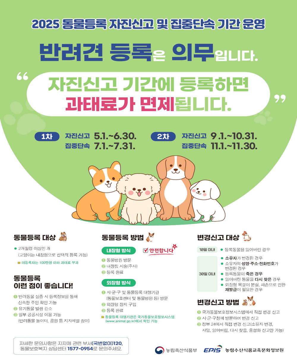 사천시, 10월 30일까지 ‘동물등록 자진신고 기간’ 운영