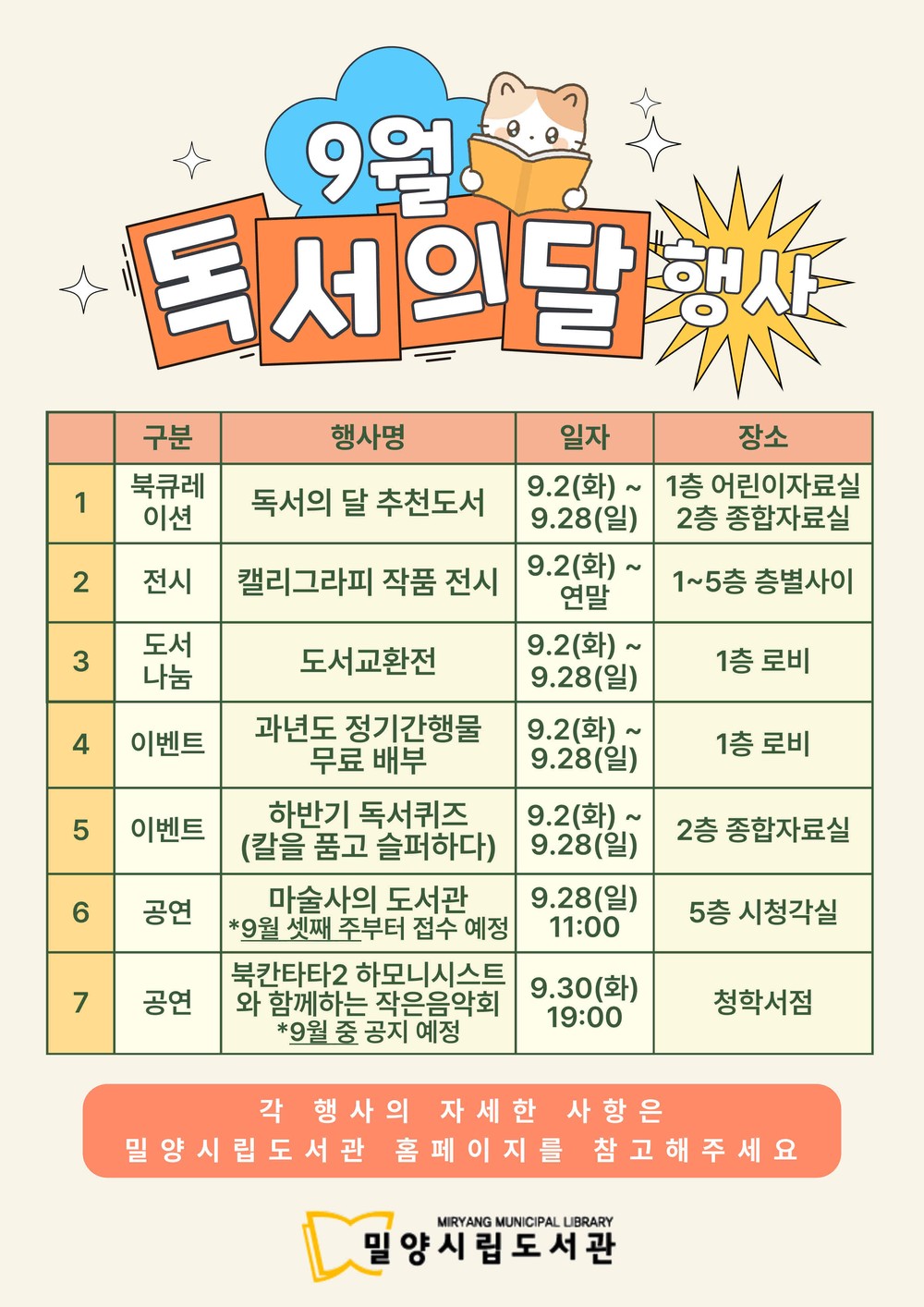 밀양시립도서관, 9월 독서의 달 맞아 다양한 독서 진흥 행사 운영