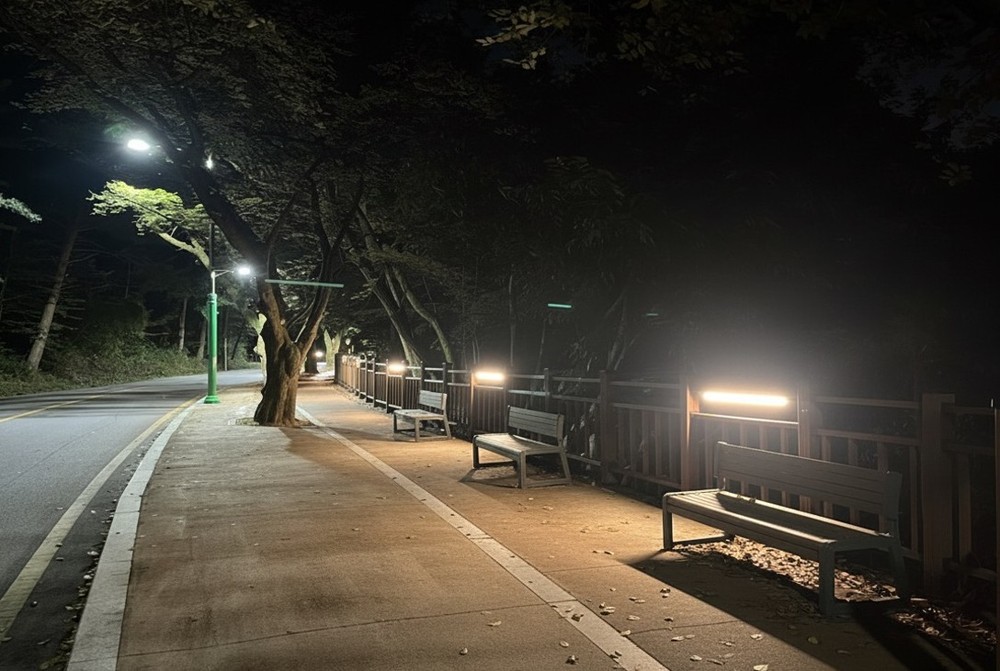 청주시 우암산 둘레길 밤에도 빛난다...1.9㎞ 구간 경관조명 설치 완료
