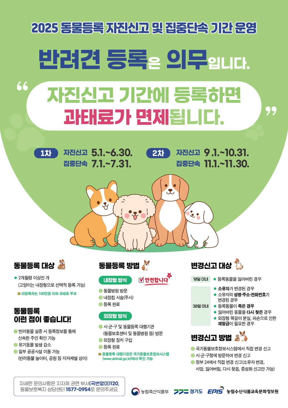 김포시, 9월 ~ 10월 ‘동물등록 자진신고 기간’ 운영