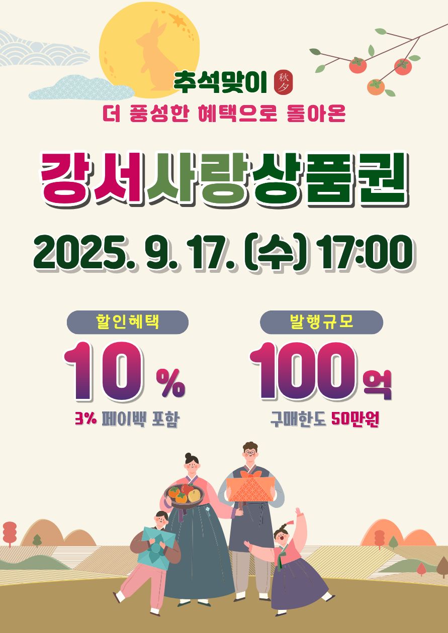 강서구, 강서사랑상품권 대규모 발행...최대 10% 혜택
