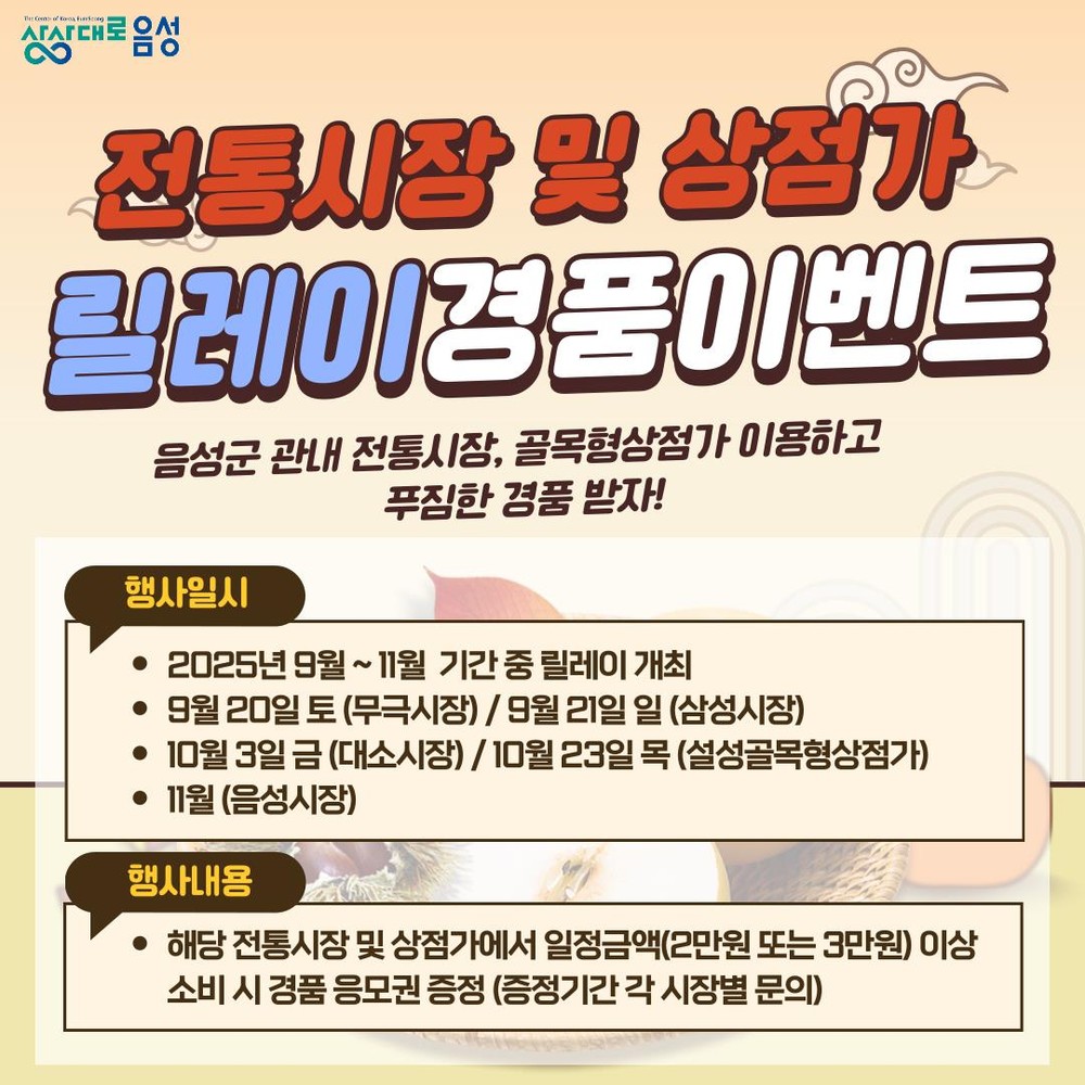 음성군, ‘전통시장 및 상점가 릴레이 경품 이벤트 행사’ 추진