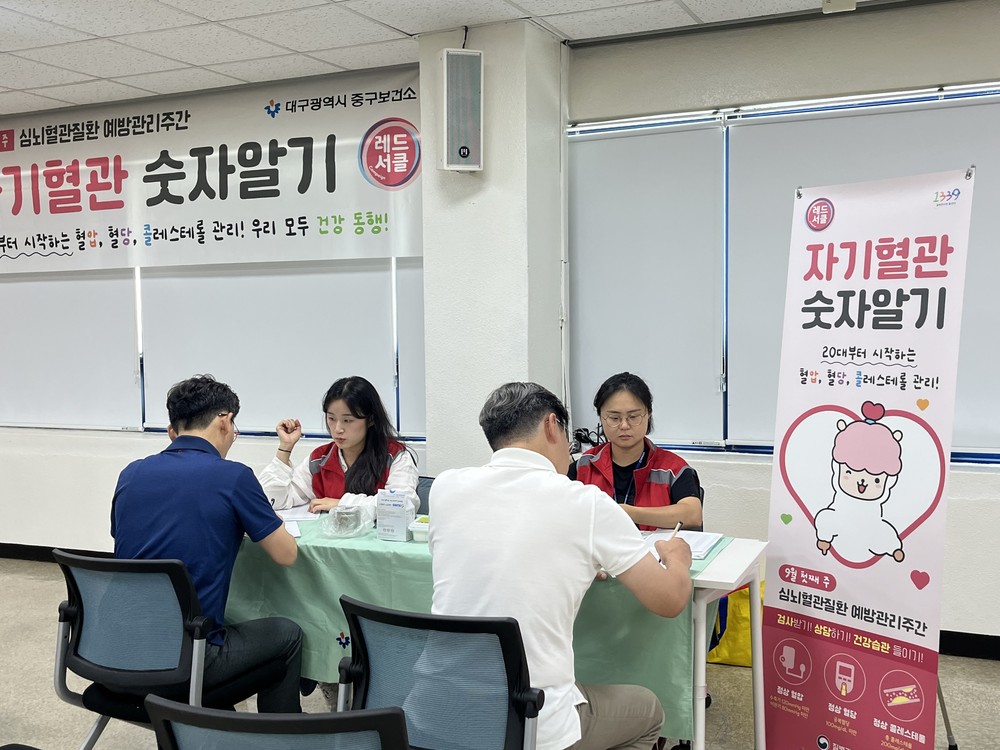 대구 중구보건소, 직장인 대상 자기혈관 숫자알기 레드서클 캠페인 실시