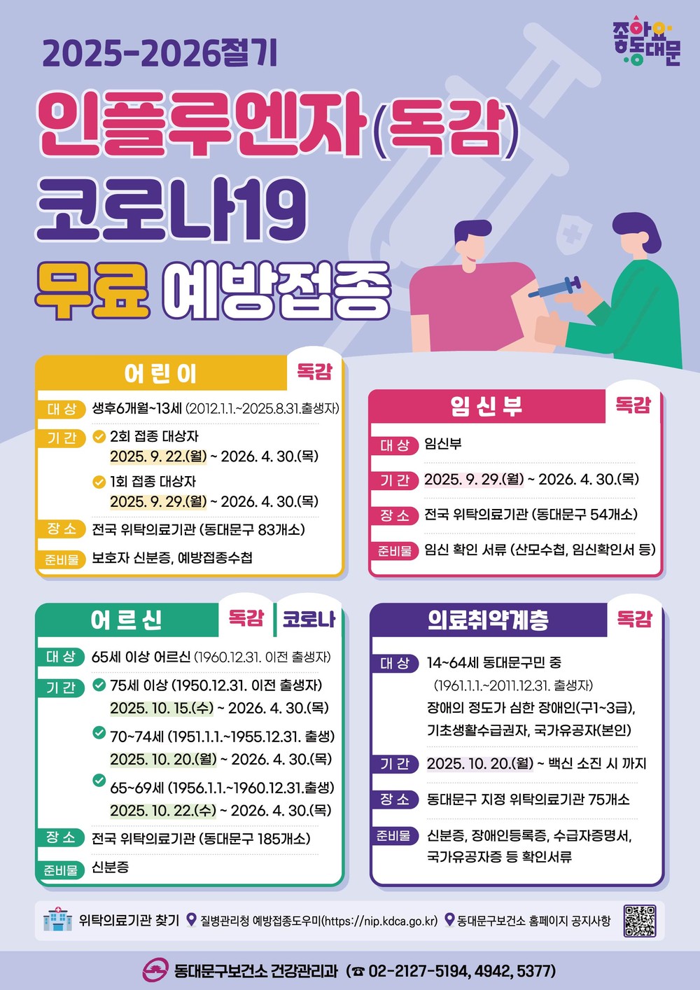 동대문구, 인플루엔자 무료 예방접종 시행
