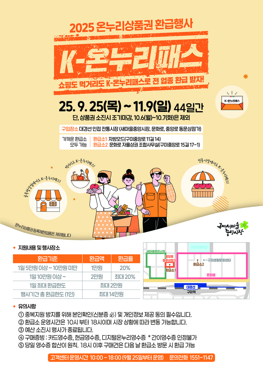 구미 전통시장에서 두둑하게 장보고 14만원 환급받으세요