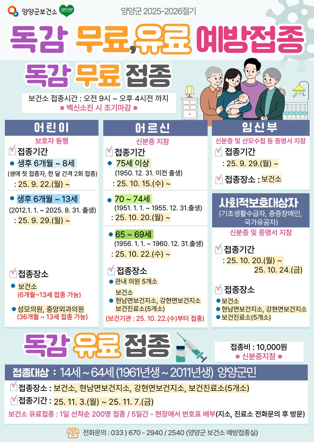 양양군, 어린이·임신부·65세 이상 인플루엔자 예방접종 실시