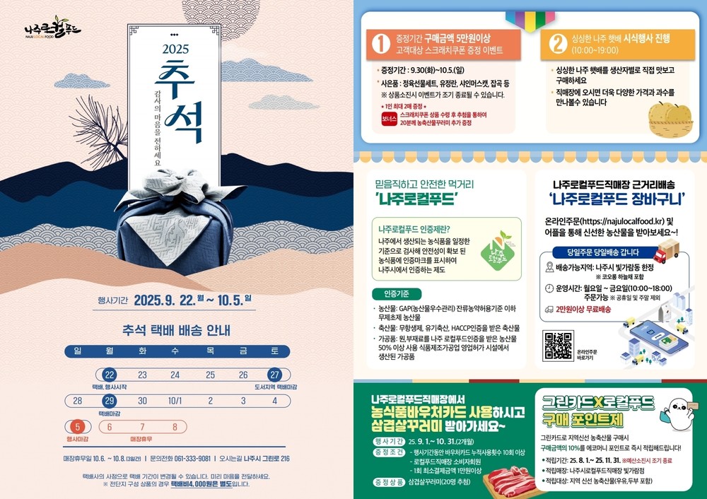 나주시, 추석맞이 로컬푸드 선물세트 판매전 개최