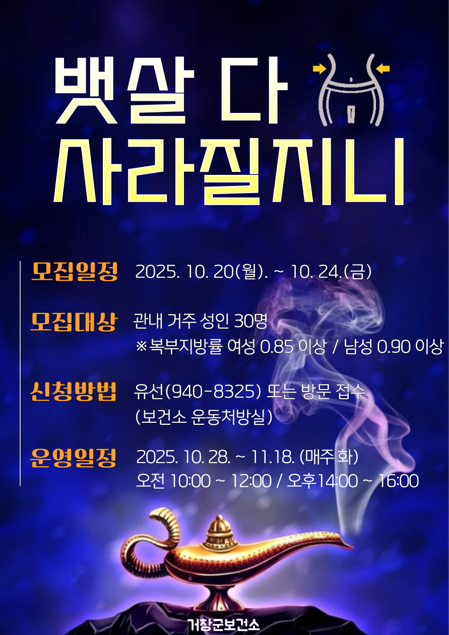 거창군, ‘뱃살 다 사라질지니’ 참여 대상자 모집