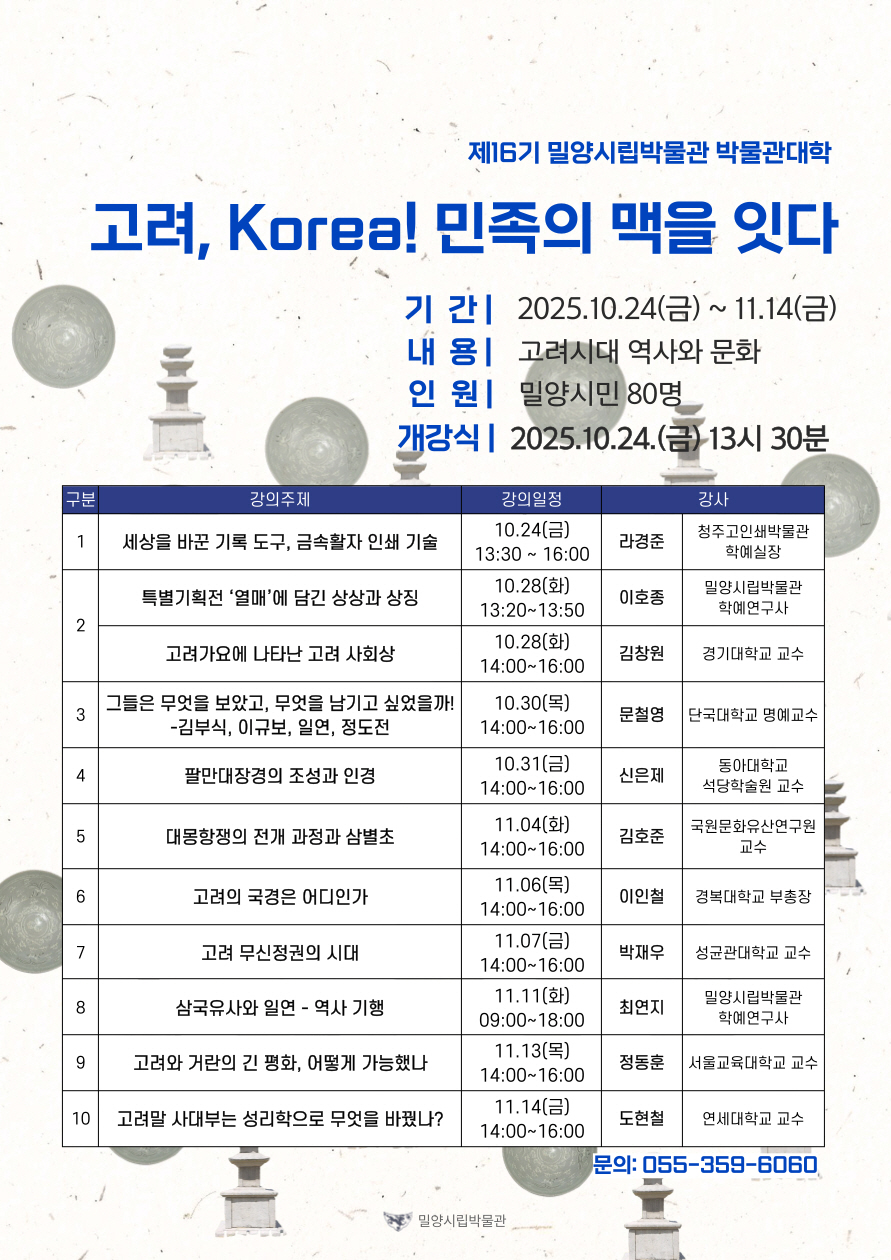 밀양시립박물관, 제16기 박물관대학 개강식 개최