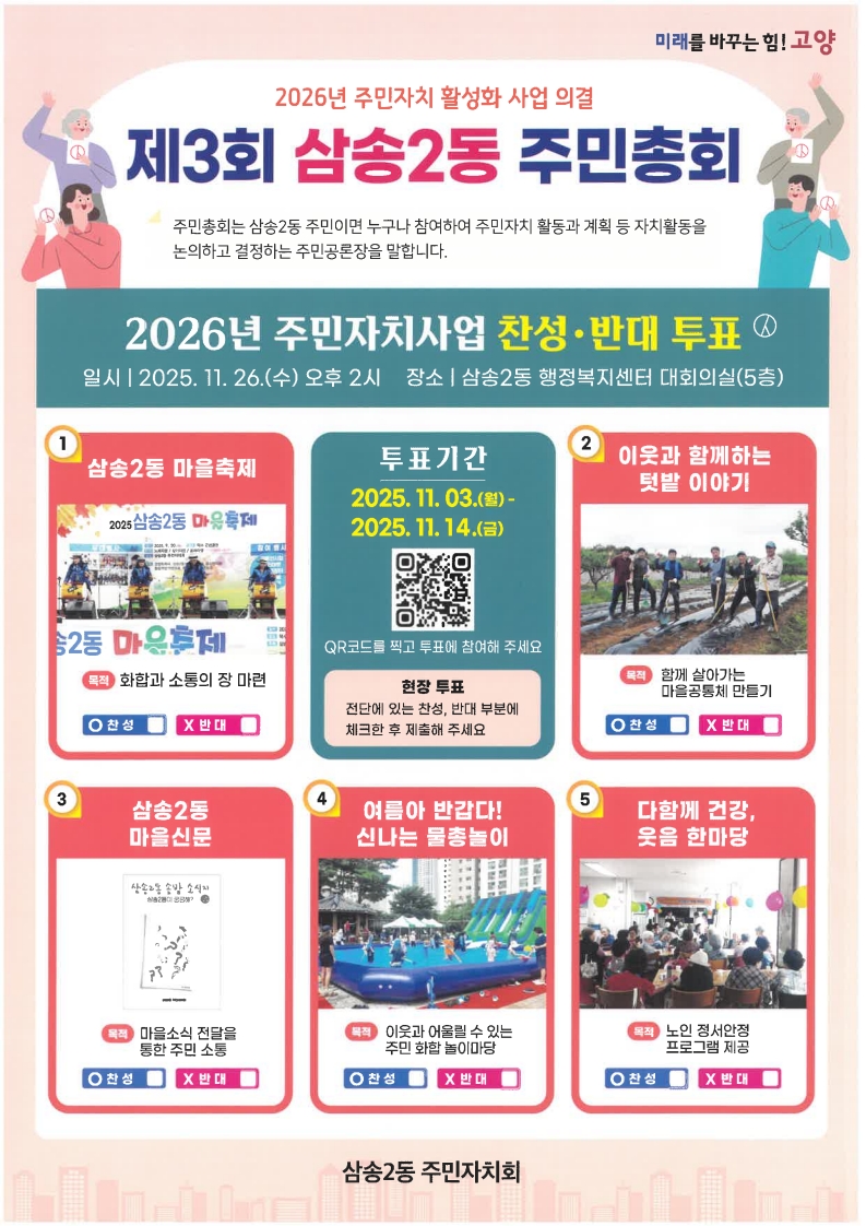 고양시 삼송2동 주민자치회, ‘제3회 주민총회’ 사전투표 진행
