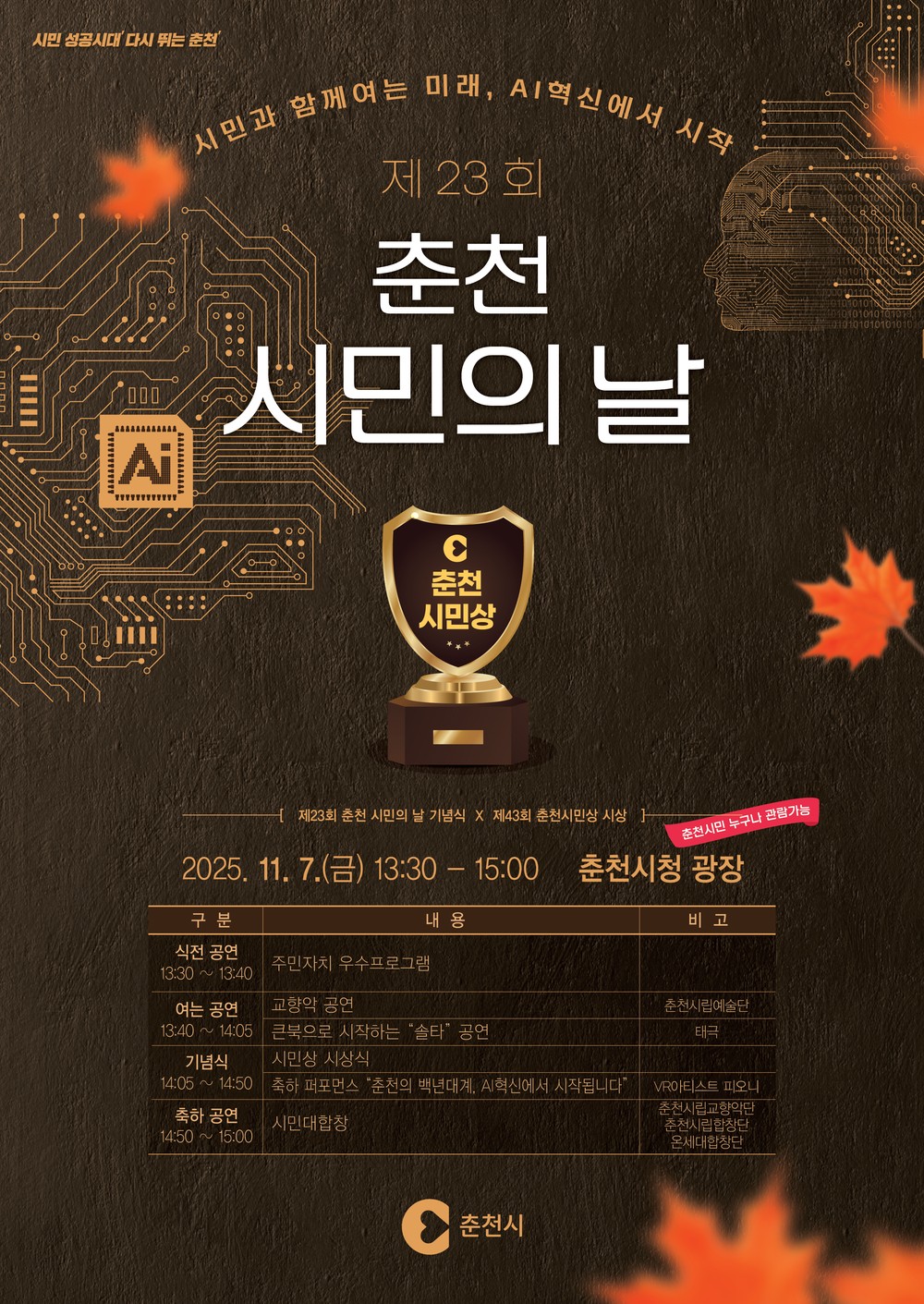 AI 선도도시 춘천, 시민의 날 맞아 미래 비전 선포