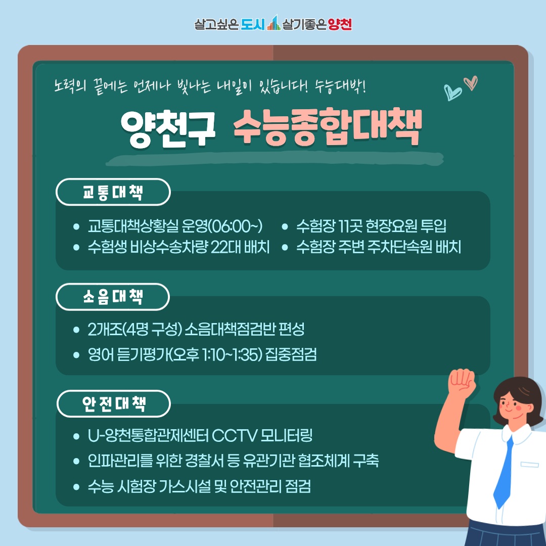 수능 D-2…양천구, 수험생 위한 ‘총력지원 체제’ 돌입