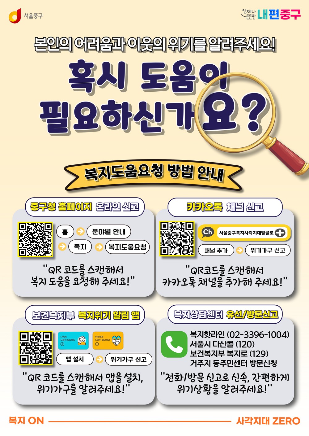 복지 사각지대 발굴, 이렇게 요청하세요