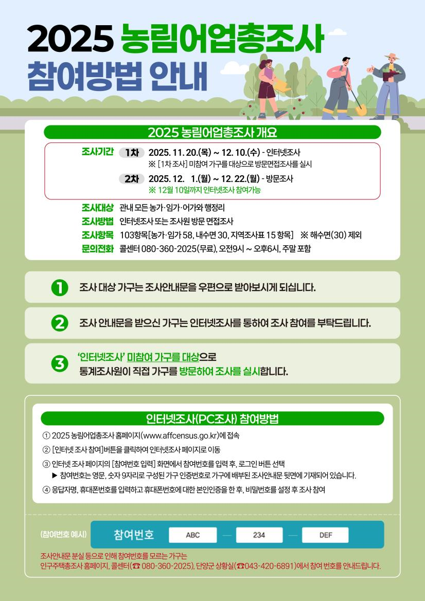 단양군, 2025 농림어업총조사 실시