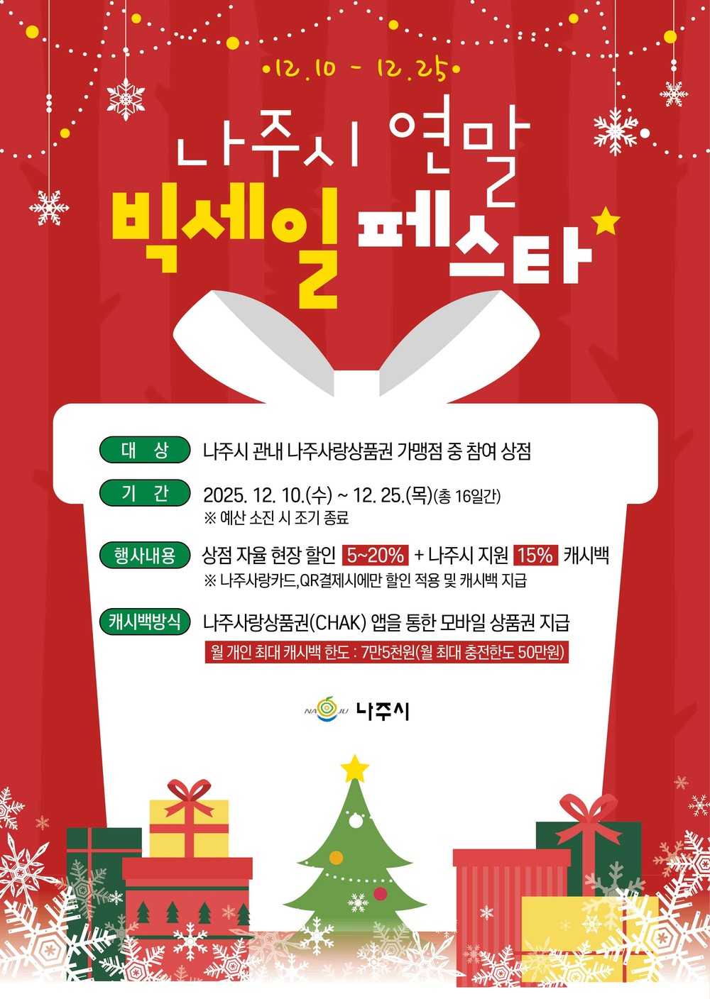 나주시, 연말 소비 촉진 위한 ‘연말 빅세일페스타’ 개최