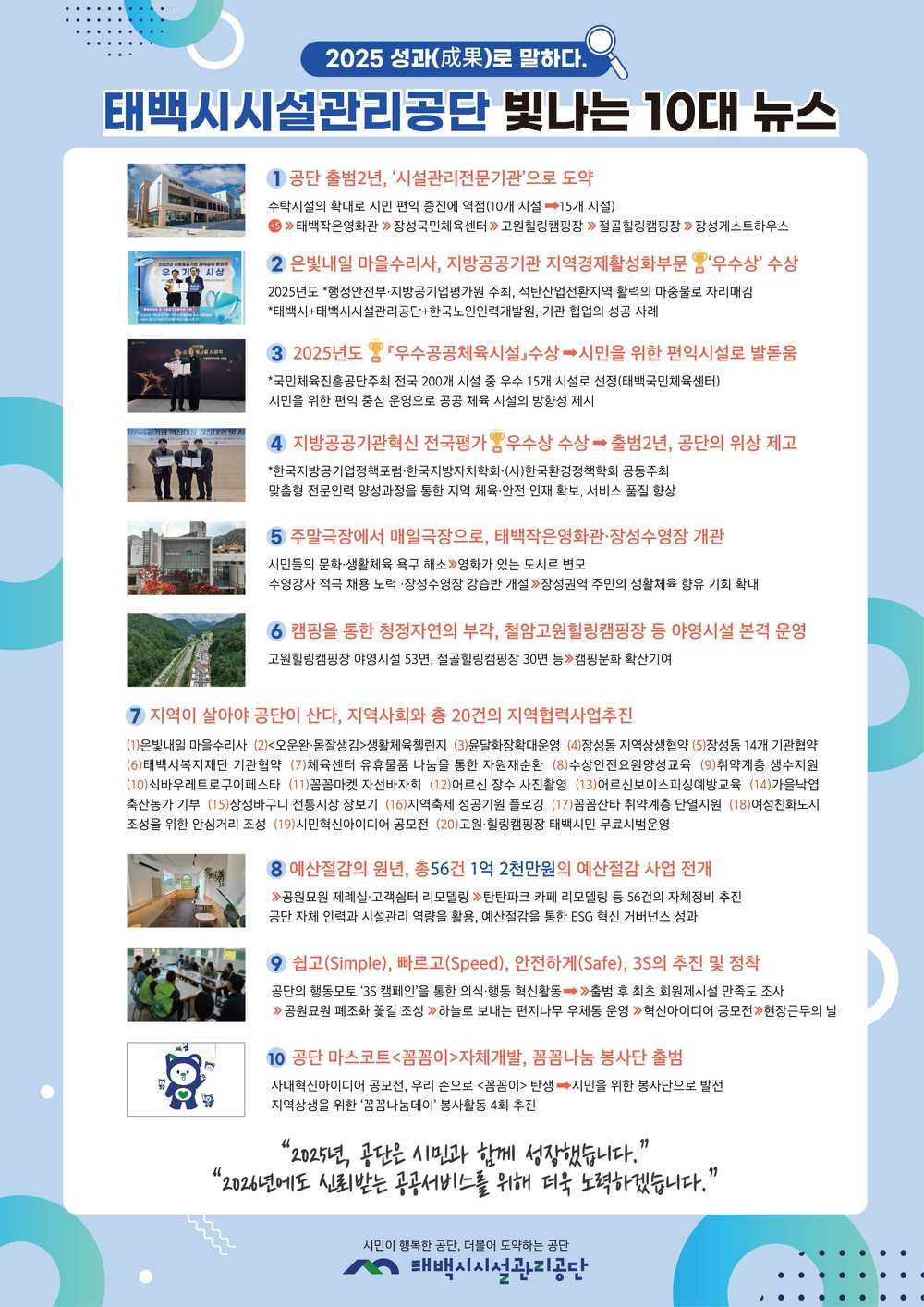 태백시시설관리공단, 「2025년 공단 10대 뉴스」 선정