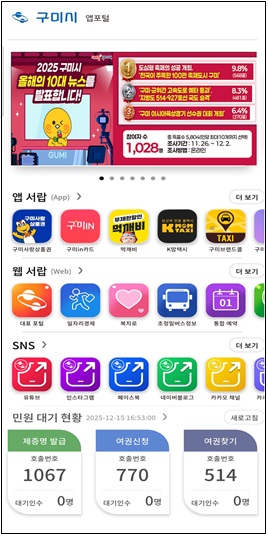 구미시, 시정 서비스 한곳에…'모바일 앱포털' 12월 29일 개시