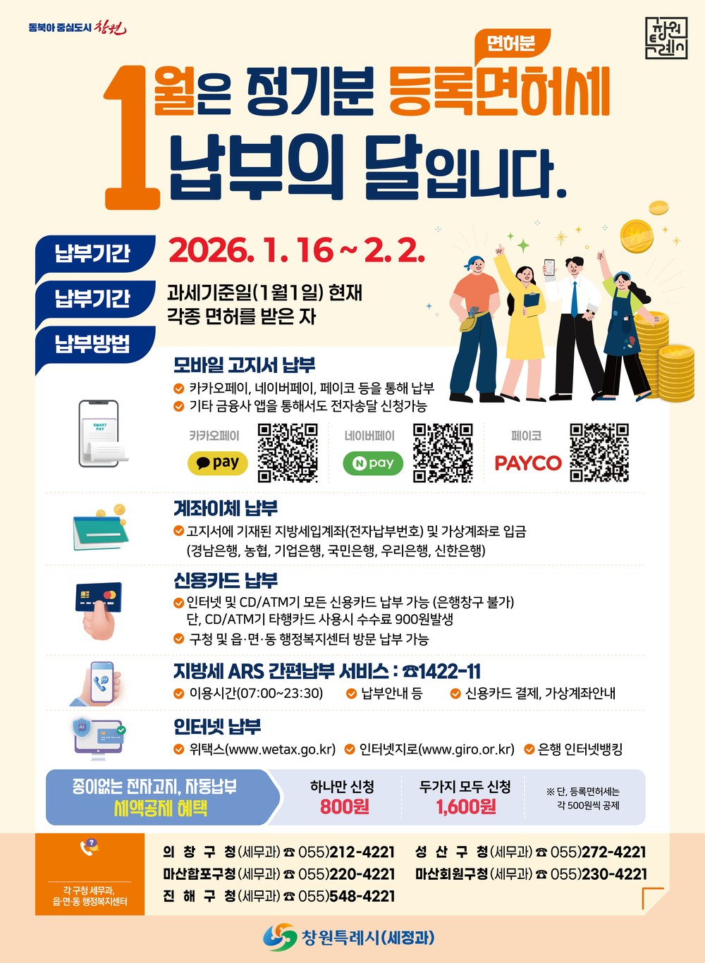 창원특례시, “1월은 정기분 등록면허세 납부의 달”