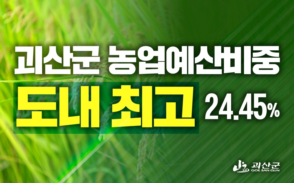 농업에 진심인 괴산군, 예산 비중 충북 1위 24.45%