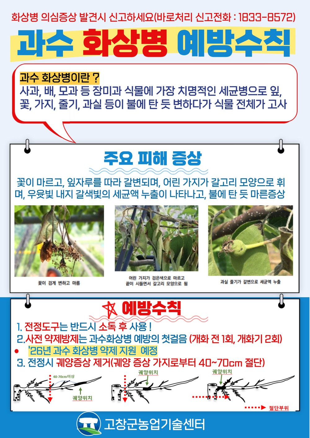 고창군 사과·배 농가, 과수화상병 예방 수칙 준수 당부