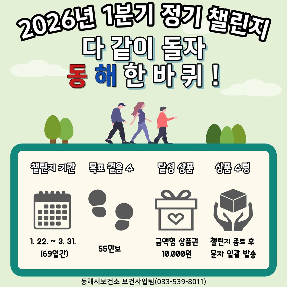 동해시, “다 같이 돌자 동해 한 바퀴” 걷기 챌린지 연중 추진