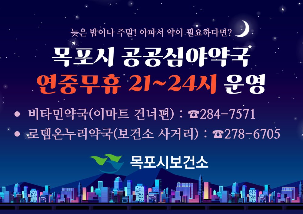목포시, 공공심야약국 2026년에도 지속 운영…시민 건강 지킨다