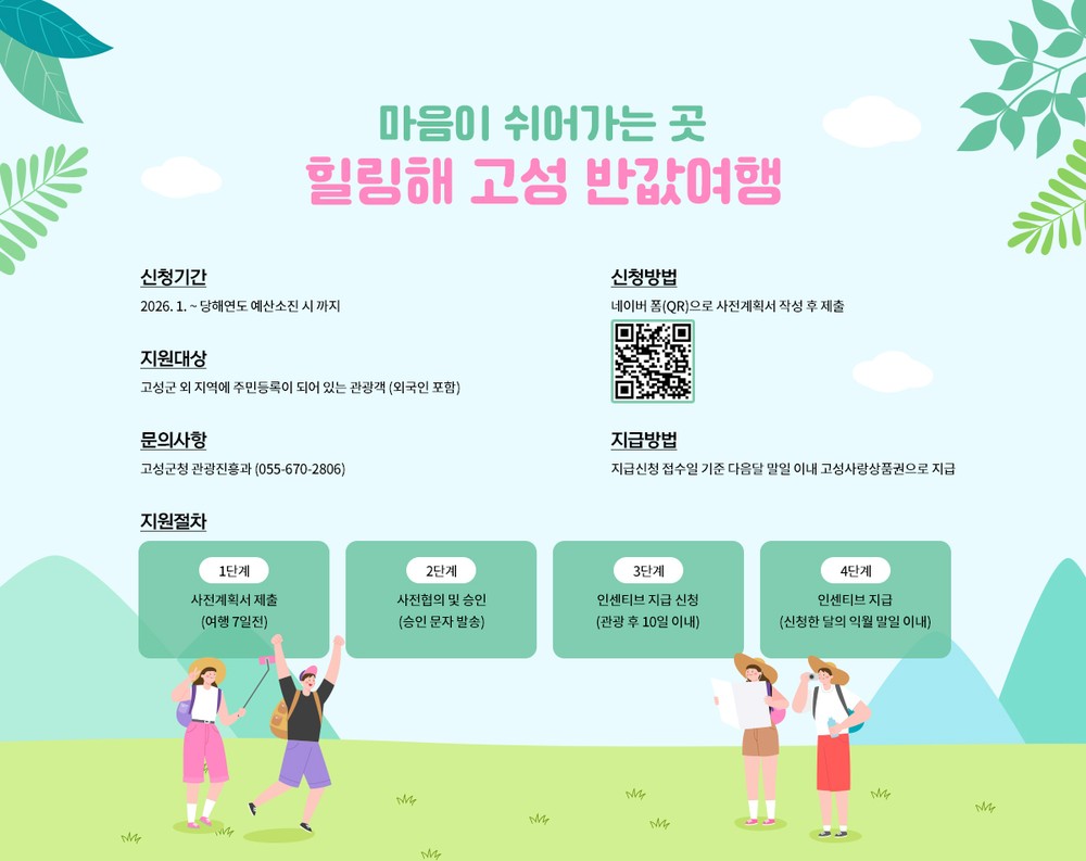 고성군,「마음이 쉬어가는 곳 힐링해 고성」반값여행 시행