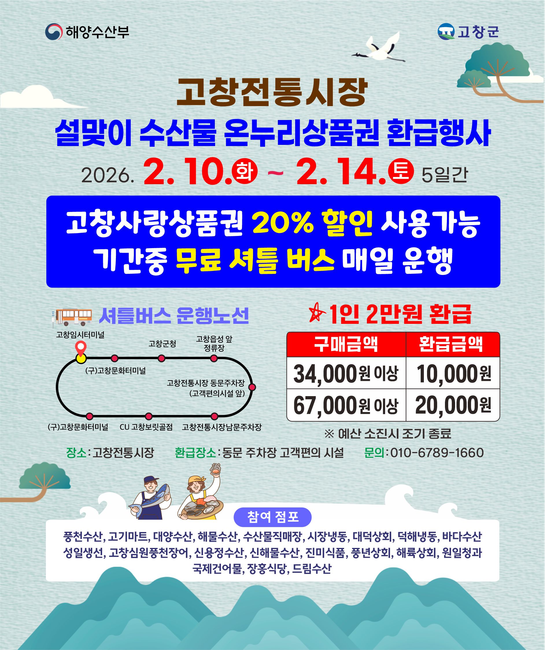 고창군, 설 맞이 전통시장 온누리상품권 환급행사·무료 셔틀버스 매일 운행