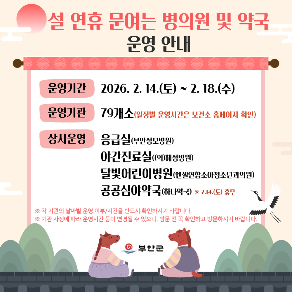 부안군, 2026년 설 연휴기간 응급진료체계 가동