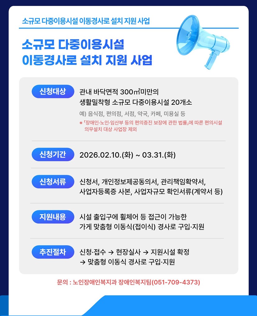 기장군, 소규모 다중이용시설 이동식 경사로 지원 나서