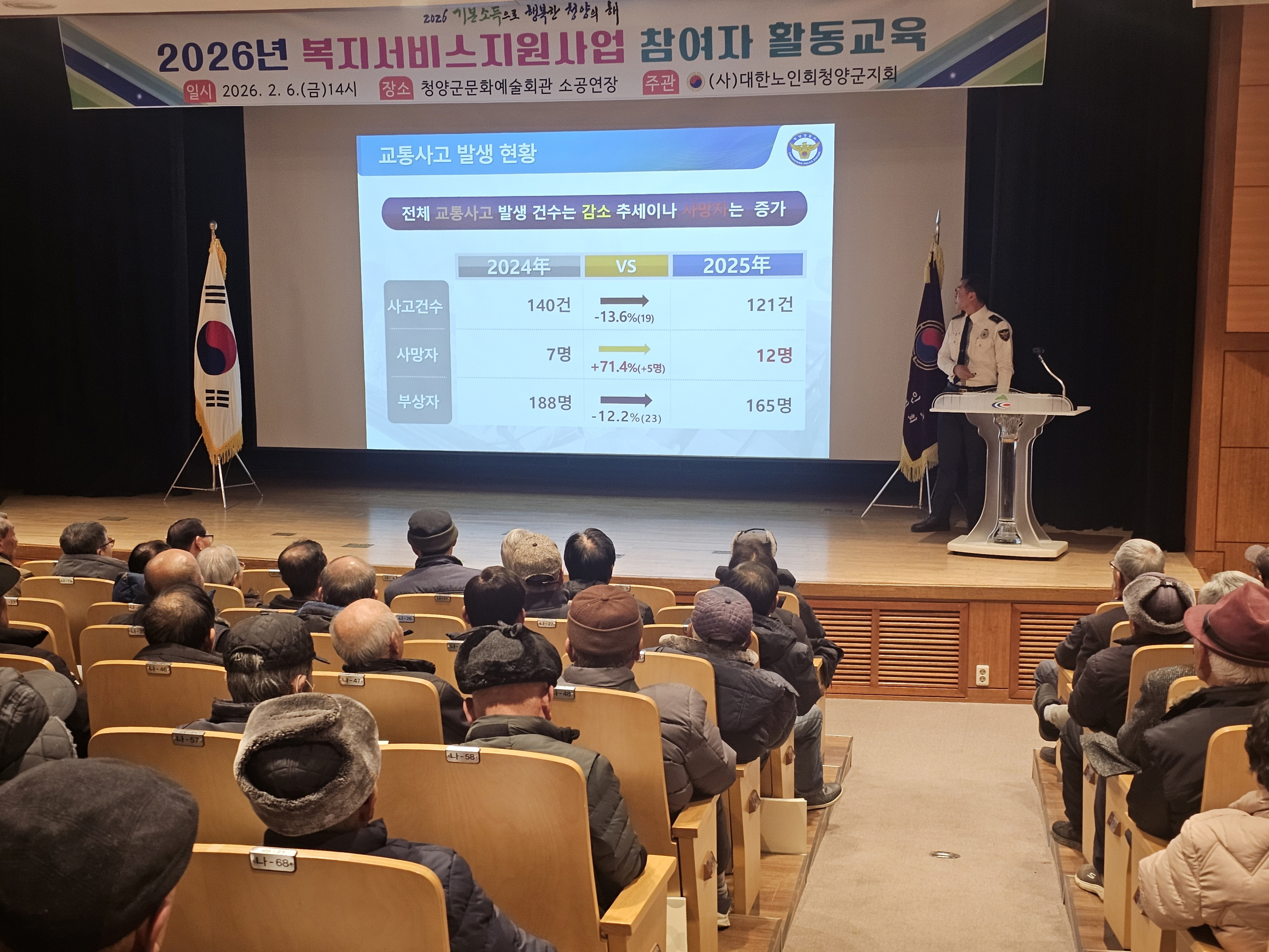 청양군, 어르신 일자리 현장 ‘안전’이 최우선 교통안전교육 실시