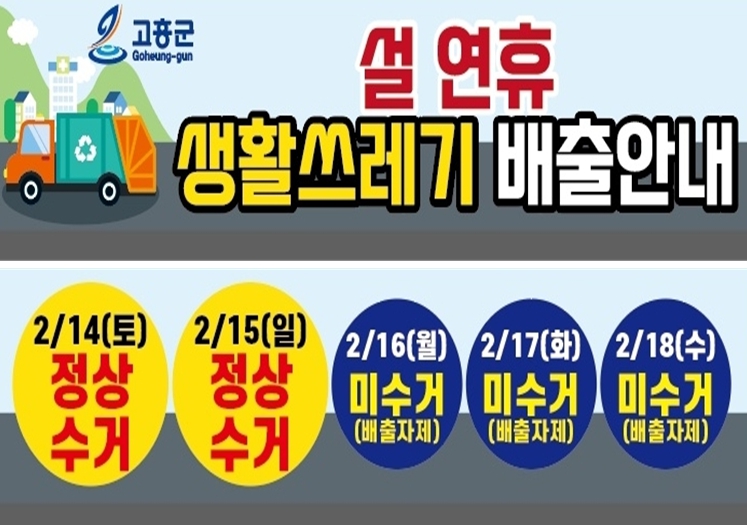 고흥군, 설 연휴 대비 생활폐기물 수거 및 관리대책 마련