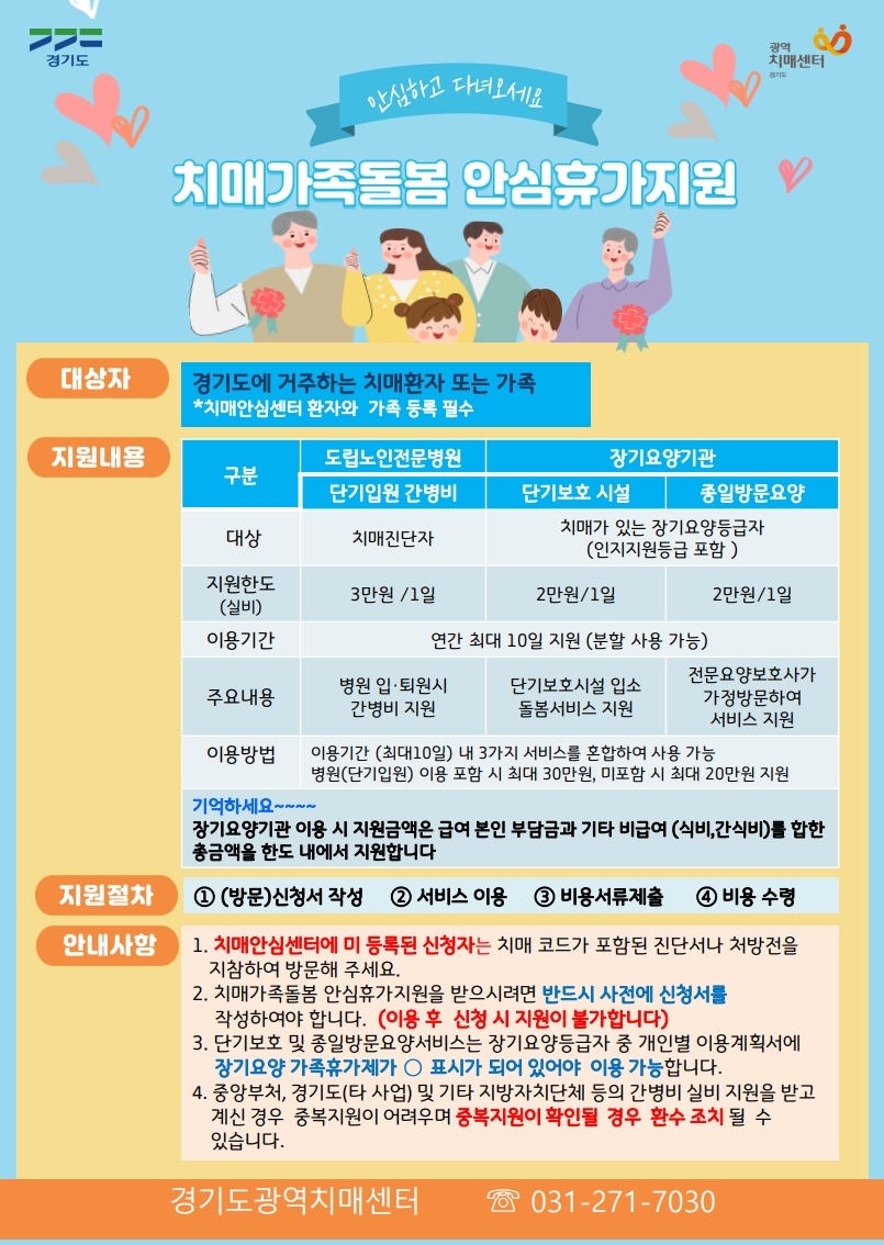 평택시 ‘치매가족돌봄 안심 휴가 지원사업’ 운영