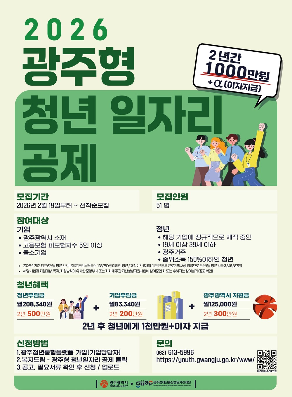 광주청년 500만원 모으면 기업·시가 500만원 더